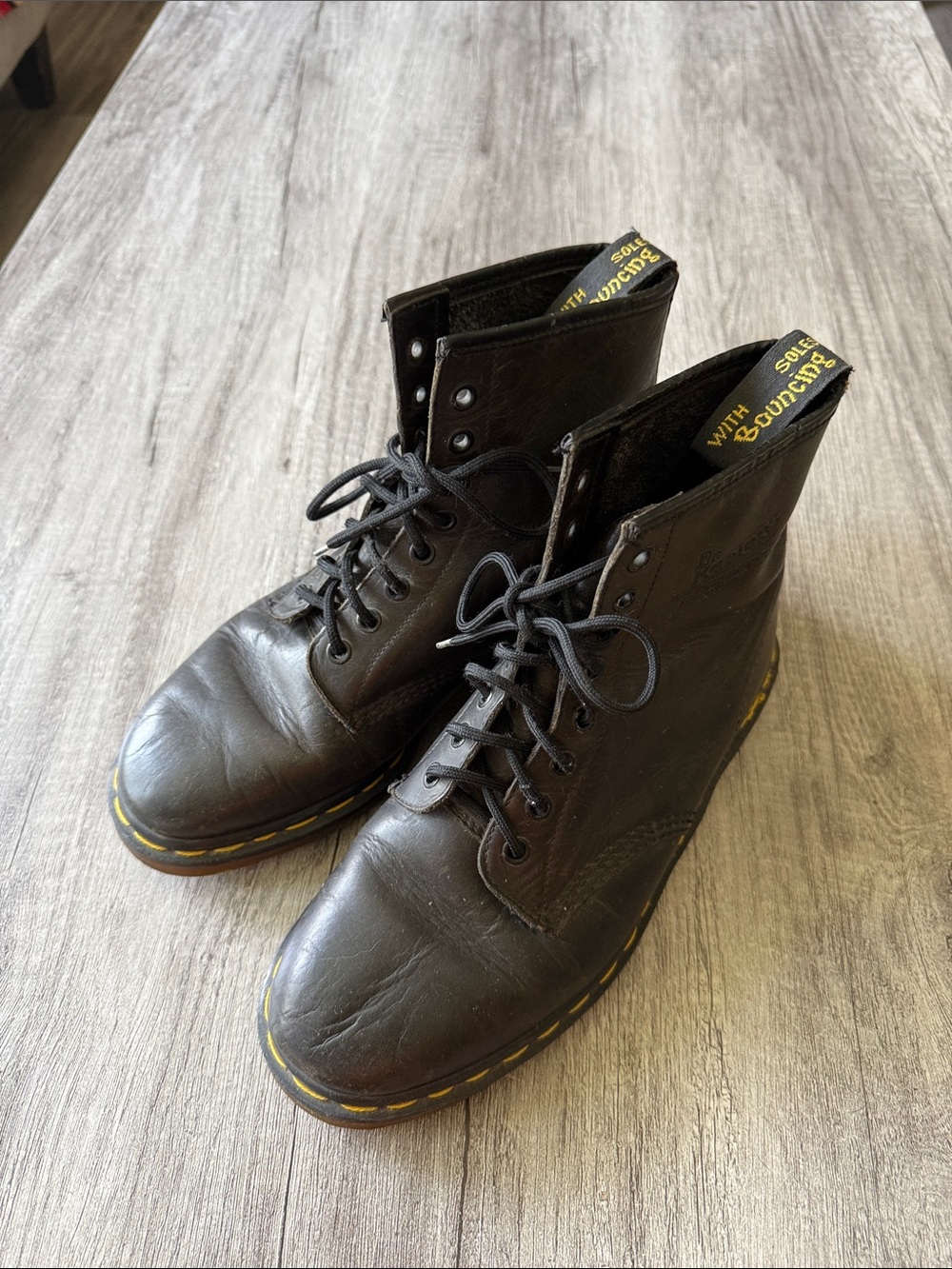 Vintage Dr Martens Black Leather Combat Boots size uk 7